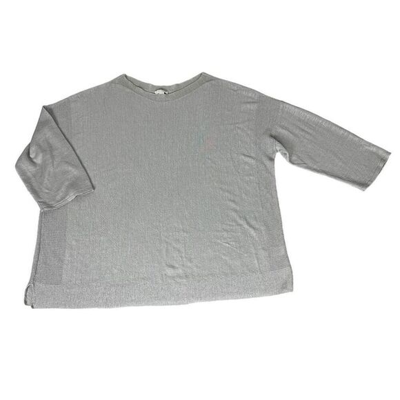J. Jill Silver Linen Blend Boxy Oversized Sweater size Large - Picture 1 of 8